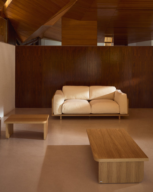 Oaq coffee table in oak wood veneer with natural finish, 140 x 75 cm FSC Mix Credit