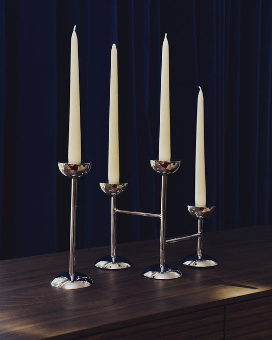Nirela triple stainless steel candle holder 22cm