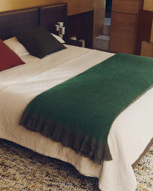 Norlen bed with 2 bedside tables in walnut veneer with dark finish and LED light for 160 x 200cm mattress FSC Mix Credit