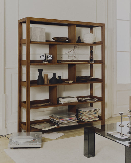 Sashi shelving unit made in solid teak wood 150 x 185 cm