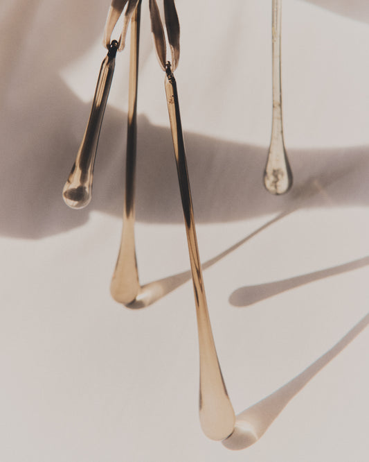 Alsenia set of 2 brown recycled glass hanging ornaments 26 cm