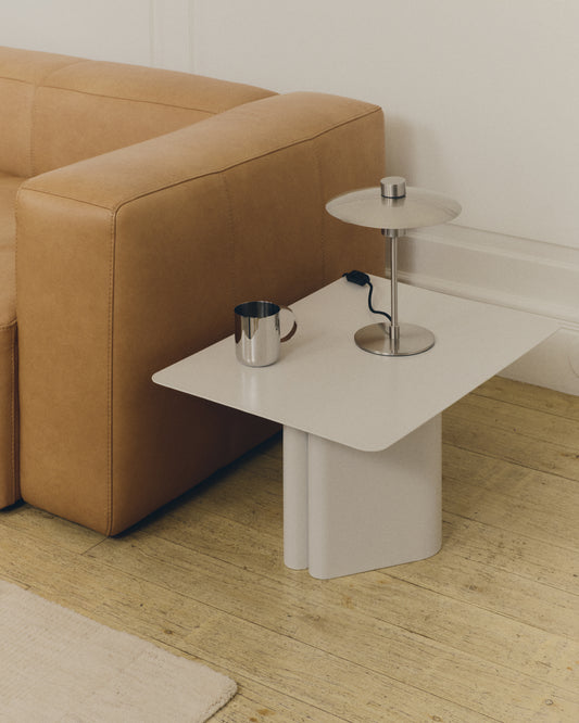 Nuvira table lamp in light grey brushed metal