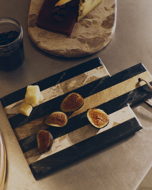 Surne serving board in black, brown and beige marble 30 x 23 cm