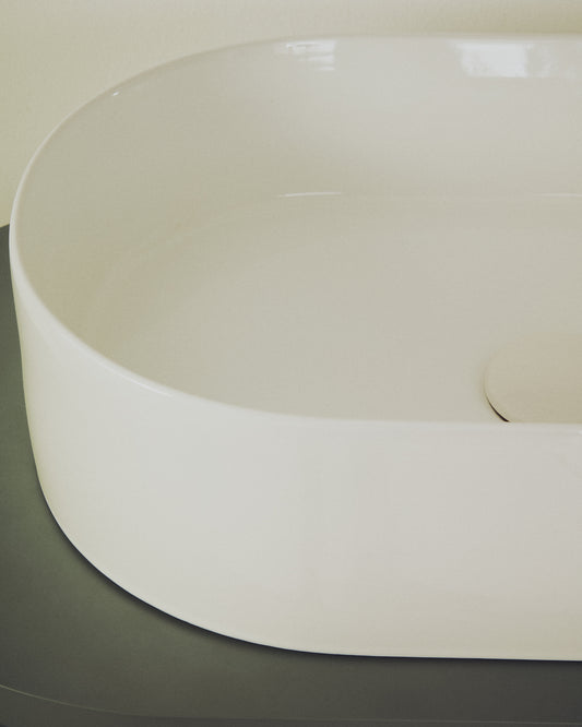 Ovara countertop basin in white glazed ceramic 50 x 31 cm