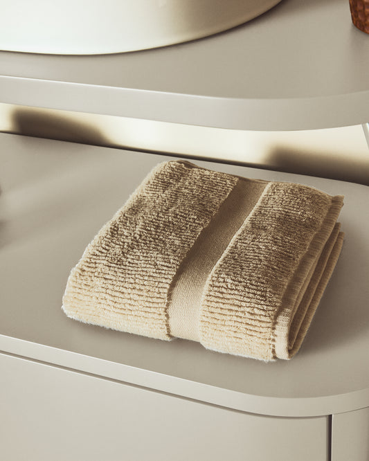 Olvira 100% cotton beige jacquard hand towel 30 x 50cm