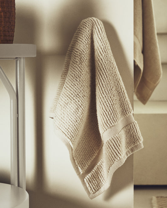 Olvira 100% cotton beige jacquard hand towel 50 x 90cm