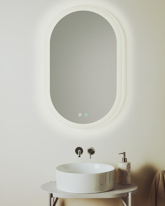 Mervi oval bathroom mirror with LED light and anti-fog 80 x 50cm