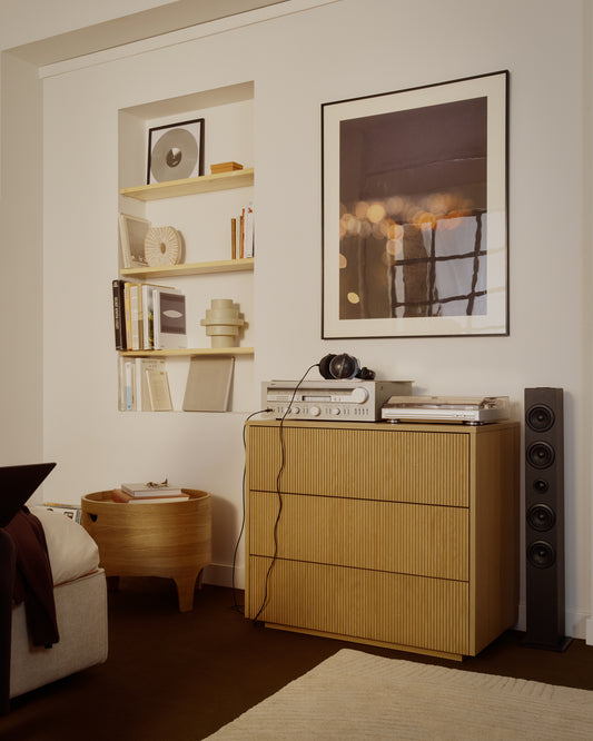 Helvine chest of 3 drawers in oak veneer 90 x 78 cm FSC 100%