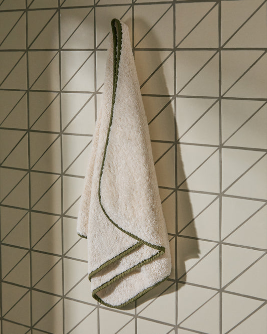 Sedora 100% cotton towel with green contrast detail 50 x 90cm