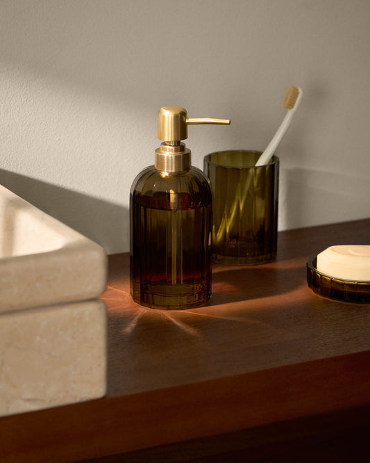Anetan green glass soap dispenser