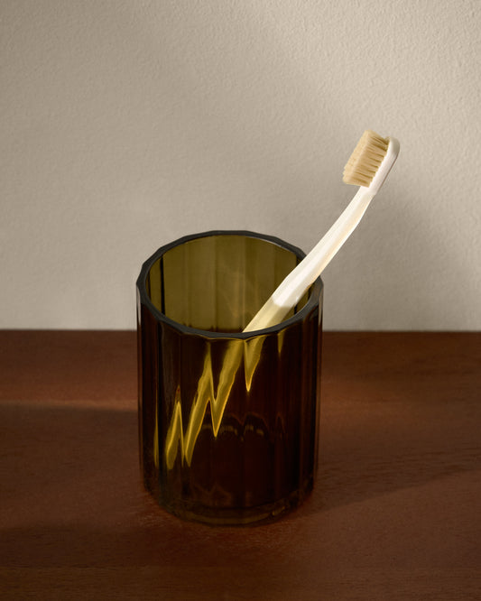 Anetan green glass toothbrush holder