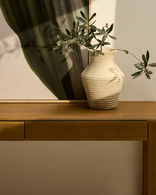 Pria beige papier-mâché vase 25cm