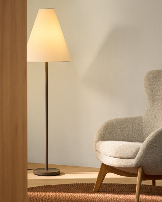 Navat metal floor lamp with brown distressed finish