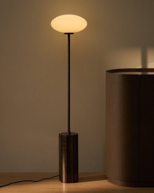 Idela floor lamp in smoked glass and black marble