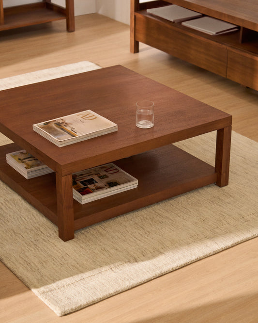 Norani side table in solid acacia wood and acacia veneer 90 x 90 cm