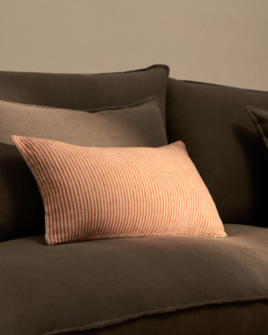 Oriade orange striped linen cushion cover 30 x 50cm