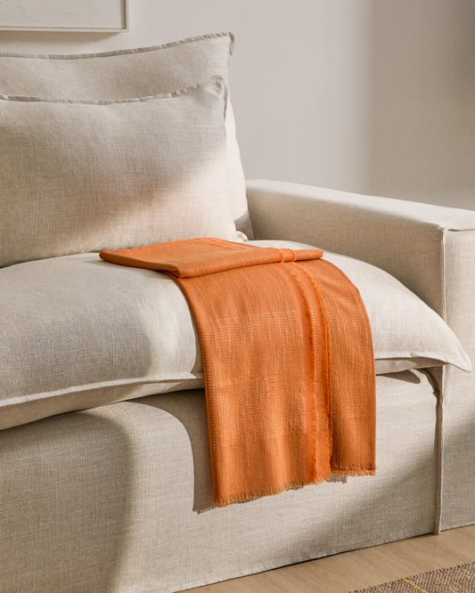 Sareli orange wool blend blanket 130 x 170cm
