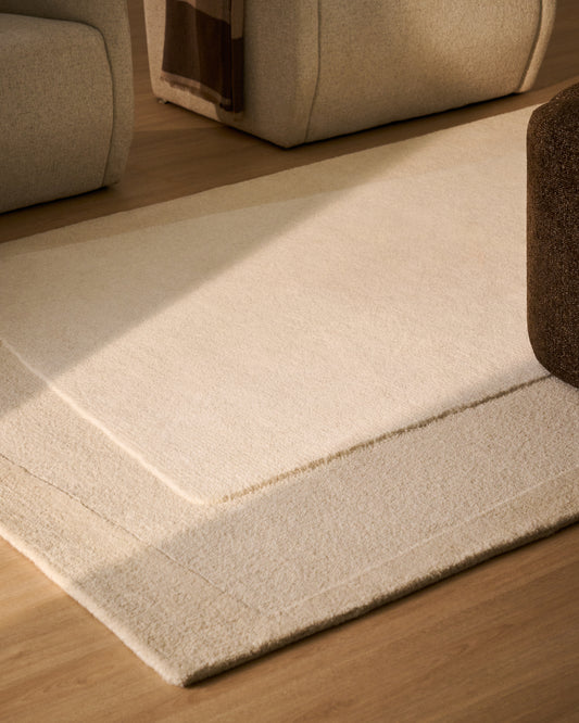 Dennie wool rug with beige graphic 160 x 230 cm