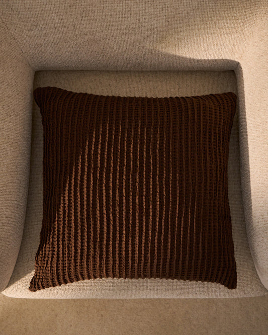 Solly 100%-cotton waffle brown cushion cover 50 x 50 cm