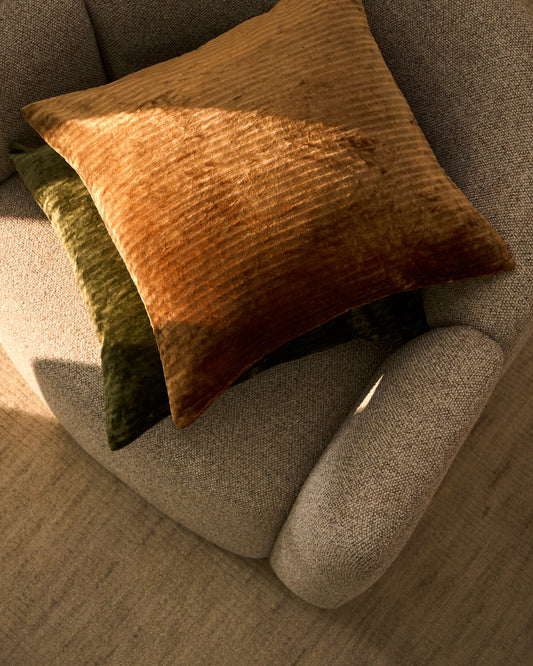 Caril 100%-cotton jacquard mustard velvet cushion cover 45 x 45 cm