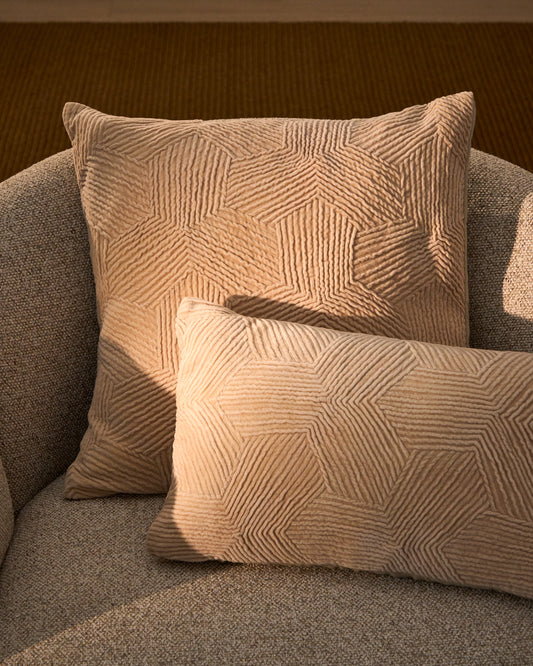 Morine beige velvet cushion cover 50 x 50 cm