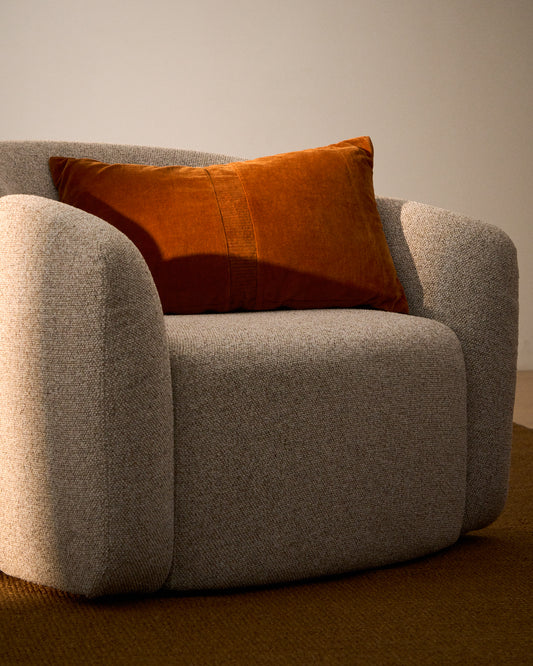 Tavre orange velvet cushion cover with embroidered detailing 30 x 50 cm