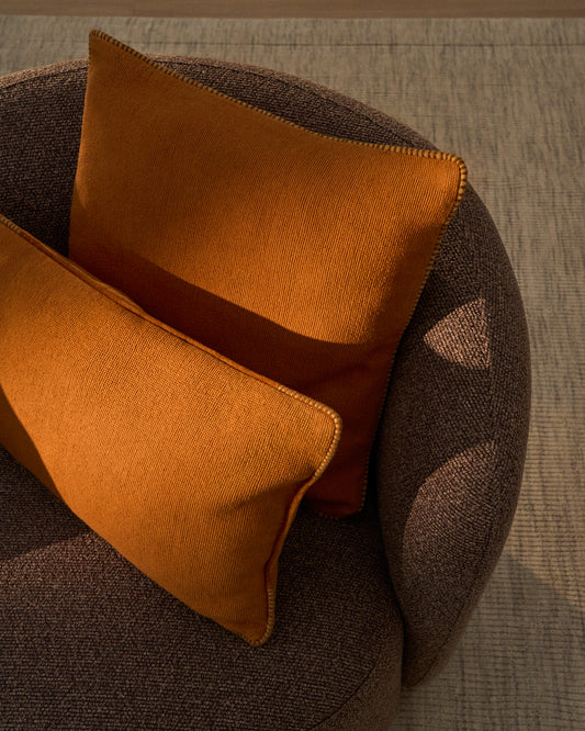 Lunor cushion cover with orange embroidered contrast piping 45 x 45 cm