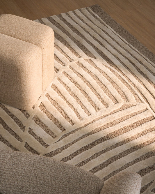 Colire beige wool and viscose rug 200 x 300 cm