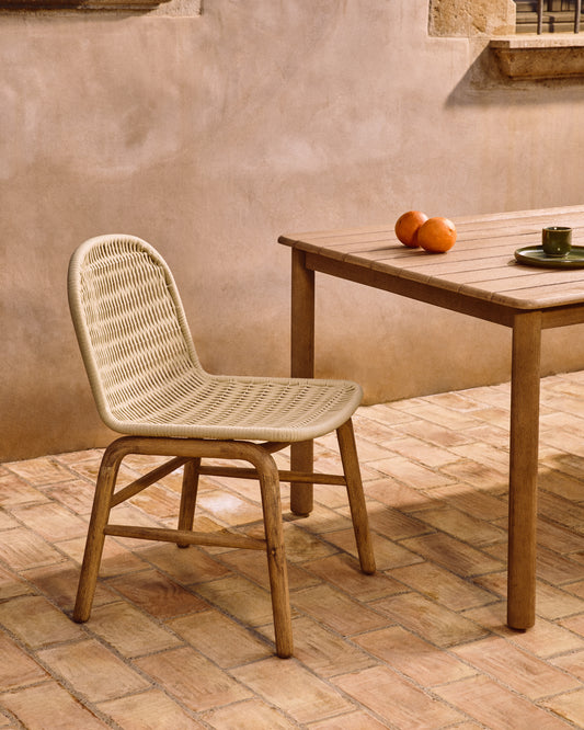 Alipa chair in FSC 100% solid acacia wood and ecru rope cord