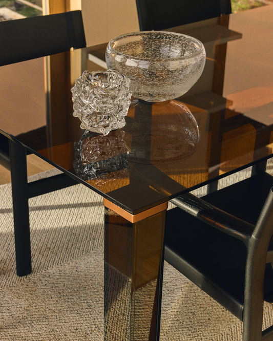 Adularia table in brown tempered glass 200 x 100cm