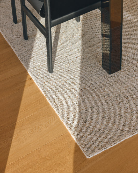 Lenuo ecru wool and cotton jacquard rug 200 x 300cm