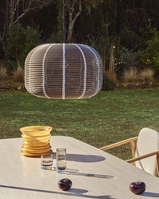 Garoina lampshade for outdoor ceiling lamp in taupe synthetic rattan Ø 50cm