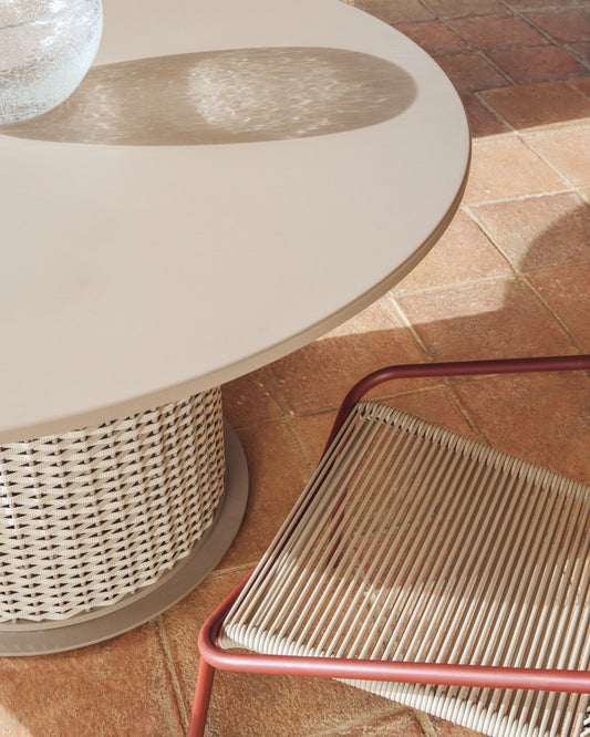 Sedalis taupe outdoor table in aluminium and rope cord Ø120cm
