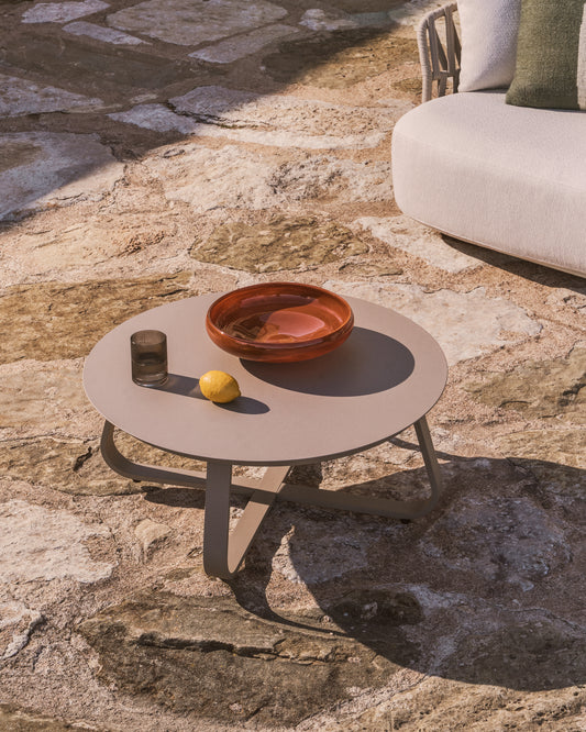 Tamaris taupe aluminium outdoor coffee table Ø80cm