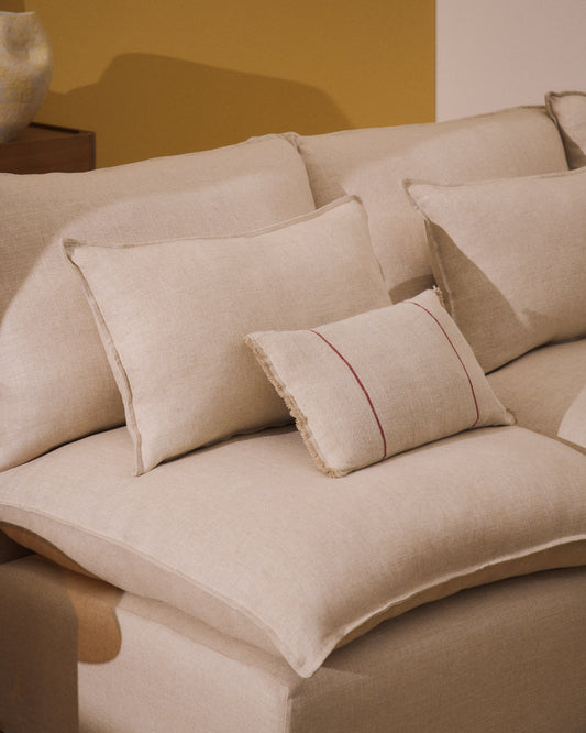 Anarela 6-seater modular corner sofa with removable covers in beige linen and viscose 327 x 217cm / 217 x 327cm FSC Mix Credit