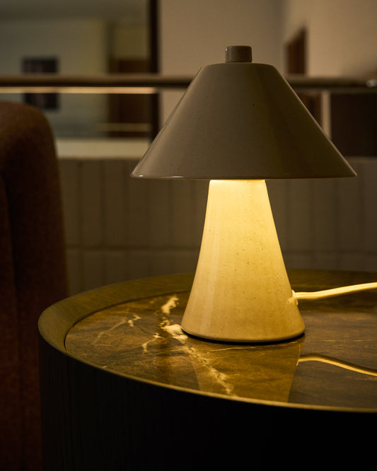 Ceren beige ceramic table lamp 21 cm