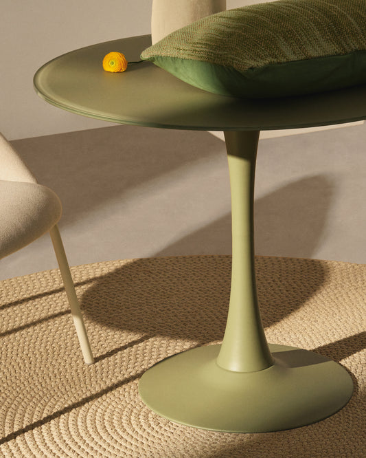 Round Vedira table in glass and taupe steel Ø90 cm
