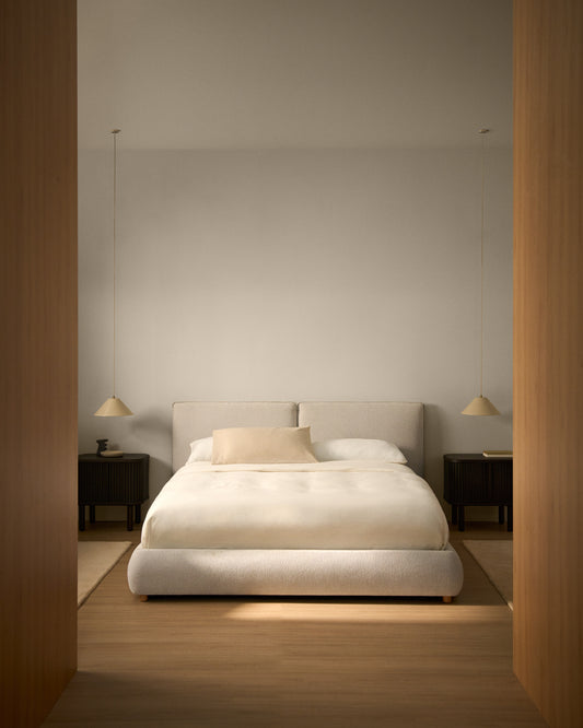 Elerio ecru chenille bed for 180 x 200cm mattress