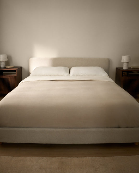 Selven beige chenille bed for 160 x 200cm mattress