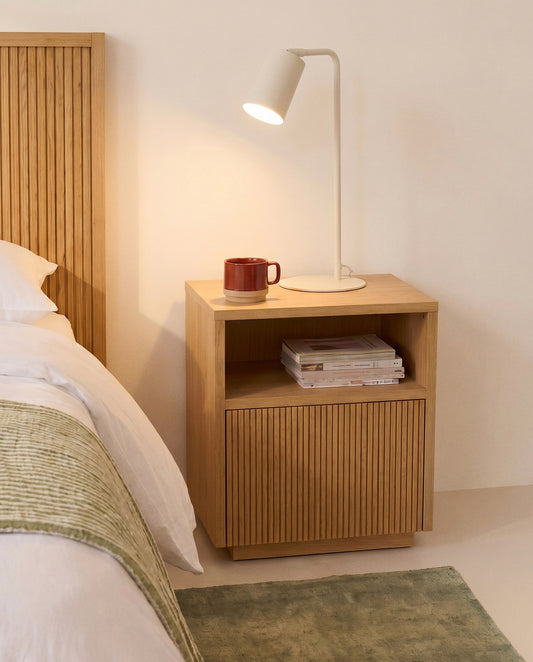 Helvine 1-drawer bedside table in oak veneer 45 x 52cm FSC 100%