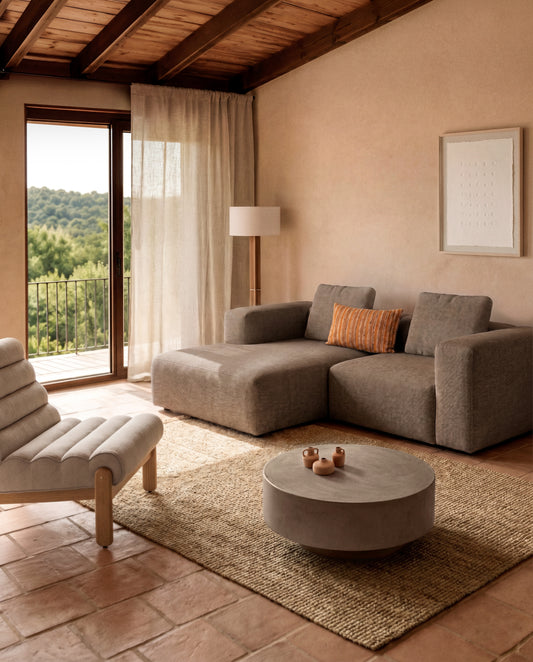 Blok 2-seater brown chenille right chaise longue sofa 240cm FSC Mix Credit