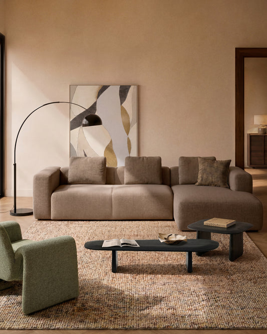 Blok 4-seater brown chenille right chaise longue sofa 330cm FSC Mix Credit