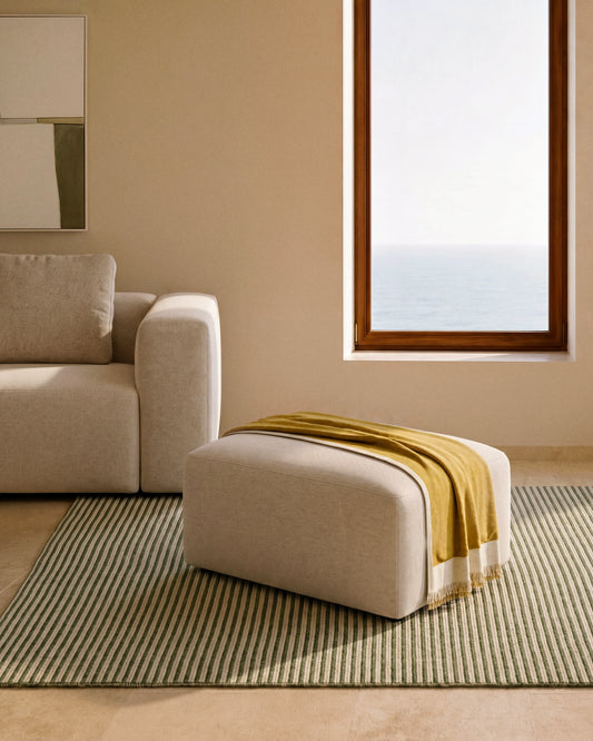 Blok beige chenille footrest 90 x 74cm FSC Mix Credit