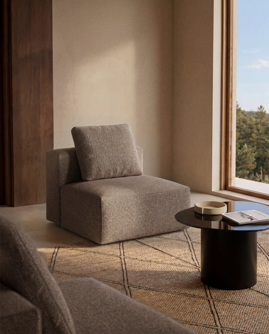 Blok brown chenille armchair 90cm FSC Mix Credit
