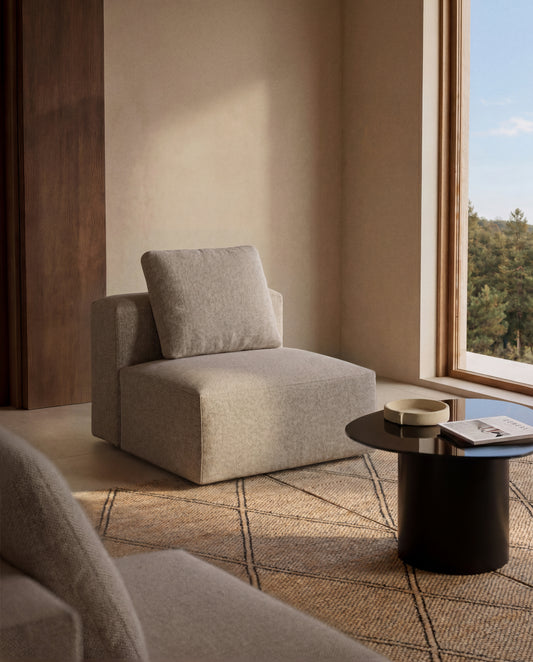 Blok beige chenille armchair 90cm FSC Mix Credit