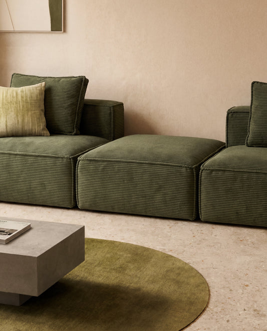 Blok green corduroy end pouffe 90x104cm FSC Mix Credit