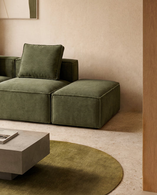Blok green thick corduroy end pouffe 60x104cm FSC Mix Credit