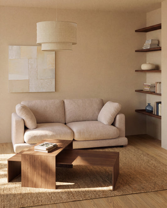 Gala 3-seater sofa in beige micro bouclé FSC Mix Credit 210cm