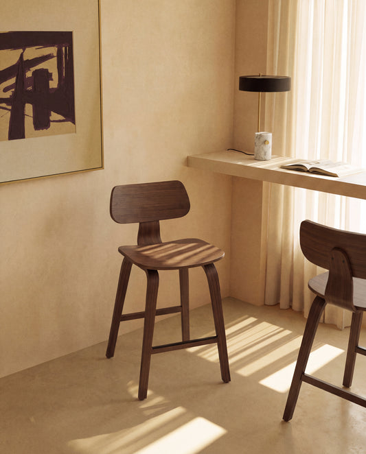 Gena stool in walnut veneer 65cm