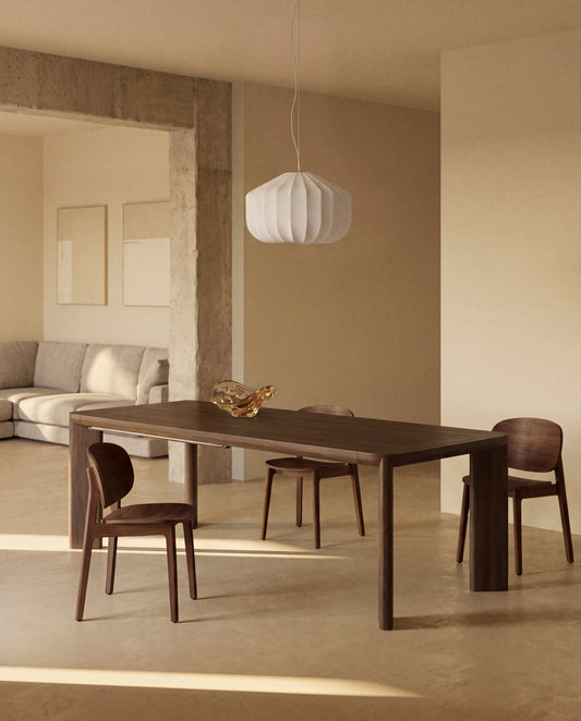 Jondal extendable table in solid oak wood and oak veneer with walnut finish FSC 100% 240 (320) x 100cm